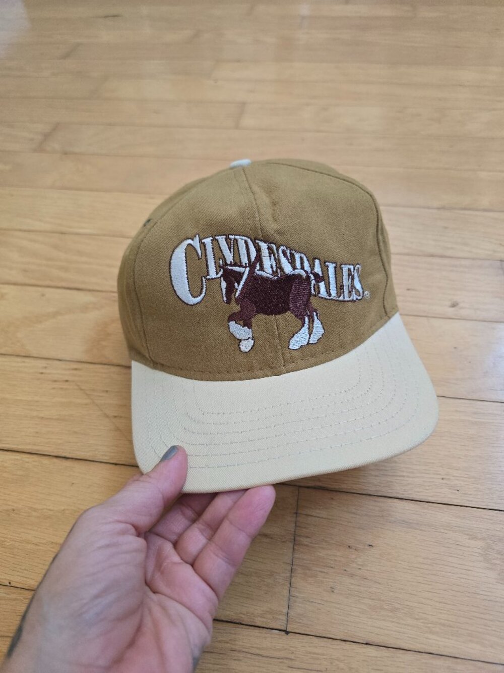 Vintage 80's Budweiser Clydesdales Tan SeaWorld USA Made Deadstock Snapback Hat